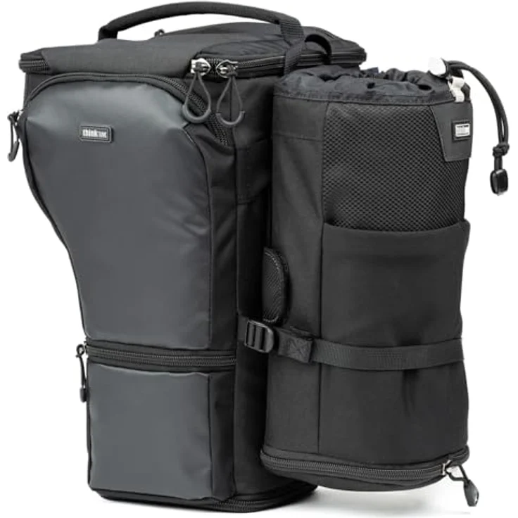 Think Tank Digital Holster Schwarz (Digital Holster 50) - Kamera-Zubehör für Standard- oder Griff-Kameragehäuse mit Zoomobjektiv, Fronttasche für Zubehör, "Pop Down"-Funktion für Gegenlichtblenden und große Objektive, Befestigung am Think Tank Gürtel. – Bild 4