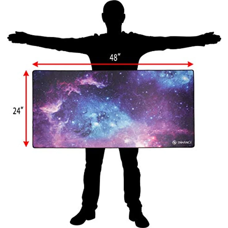 ENHANCE XXXL Gaming Mouspad (122cm x 61cm) mit glatter Tracking-Oberfläche, rutschfestem Gummigriff und Anti-Fray-Stichung - Galaxy – Bild 3