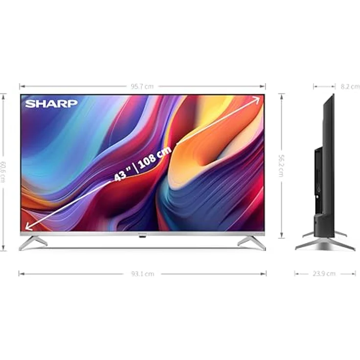 Sharp 43GP6265E, 43 Zoll QLED Fernseher mit 4K Ultra HD, Google TV, Dolby Vision & Atmos, HDMI 2.1, Chromecast, Harman/Kardon Sound, rahmenlos – Bild 4