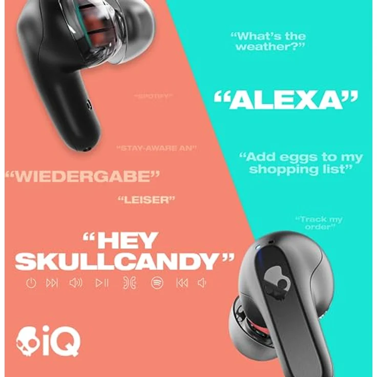 Skullcandy Rail Kabelloser In-Ear-Kopfhörer mit Skull-iQ App, Mikrofon, 42 Stunden Akkulaufzeit und Bluetooth für iPhone, Android und mehr – Schwarz – Bild 5