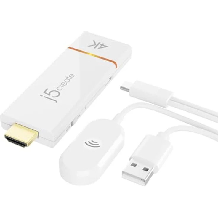 j5create ScreenCast 4K Wireless Display Adapter, kabelloses Streaming bis 4K, Unterstützung für AirPlay®, Miracast® & Chromecast™, 50 ft Reichweite – Bild 1