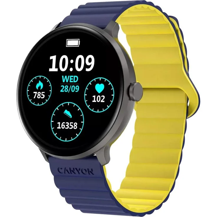 Canyon CNS-SW69BL, Smartwatch mit 1,3 Zoll Touchscreen, IP68-Zertifizierung, Herzfrequenz- und Temperatursensor, 9 Tage Akkulaufzeit, schwarz