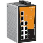 Weidmüller Industrieswitch managed IE-SW-PL10M-3GT-7TX, Netzwerk Switch mit 7 Ethernet Ports, Orange und Schwarz