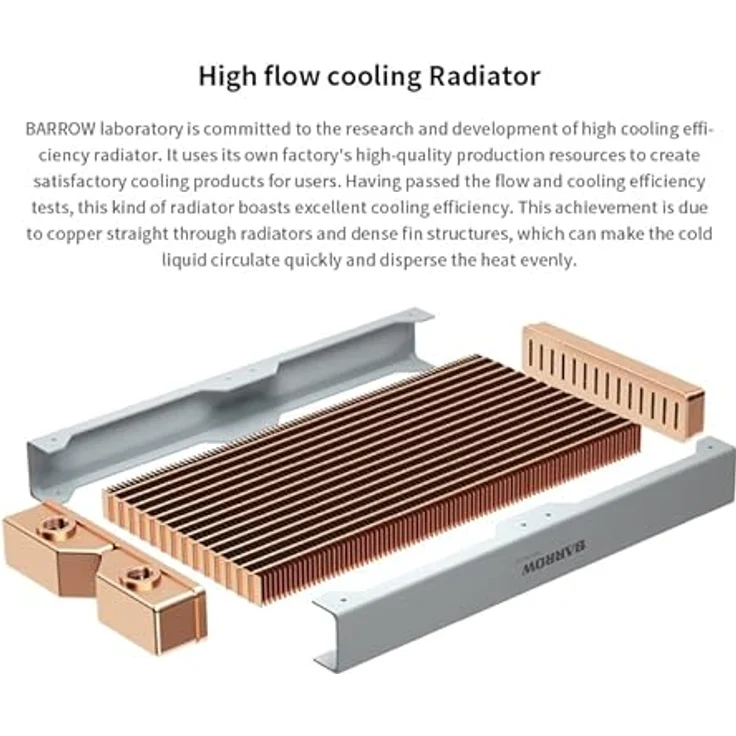 Barrow Dabel-28a Radiator 480 mm - weiß, Rote Kupferlamellen mit hoher Dichte, Multi-Channel Zirkulation, Drehbarer Durchgang – Bild 3