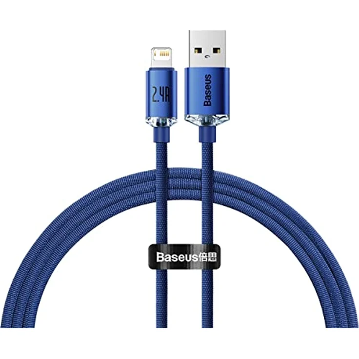 Baseus Crystal Shine USB-auf-Lightning-Ladekabel, 2,4 A, 1,2 m – Dunkelblau, schnelles Aufladen und Datenübertragung – Bild 1