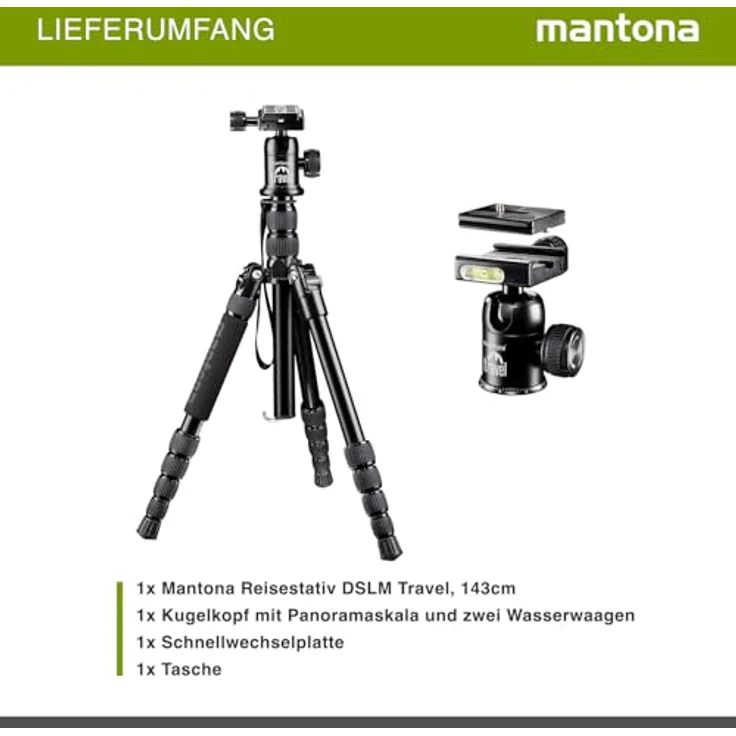 Mantona Reisestativ DSLM Travel mit Kugelkopf sw – Bild 7