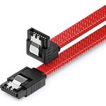 deleyCON 30cm SATA 3 Kabel Nylon 6 Gbit/s Datenkabel SATA III Anschlusskabel Serial ATA Verbindungskabel für Mainboard & Festplatte HDD SSD 1 S-ATA L-Stecker 90° Gewinkelt Rot - Preisvergleich