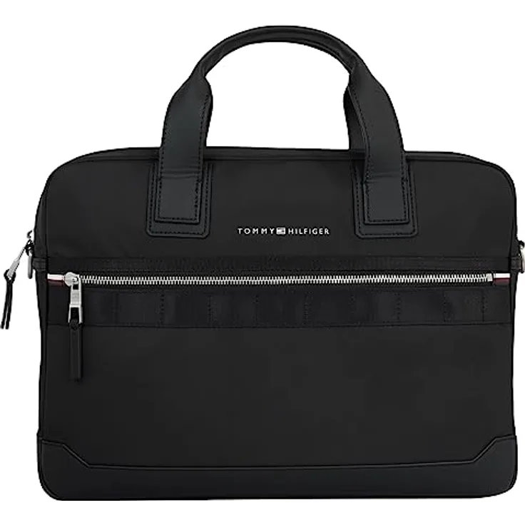 Tommy Hilfiger Herren Th erhöhte Nylon Computertasche, Schwarz