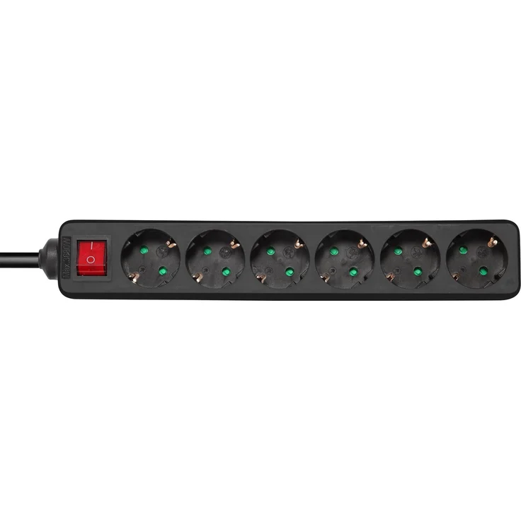 Deltaco GT-0660, Steckdosenleiste mit 6 AC-Ausgängen, Indoor, schwarzes Gehäuse, 1,5 m Kabel, CEE 7/7 Anschluss, Kindersicherung