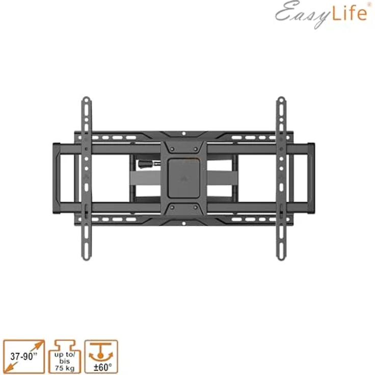 EasyLife ProMount HD90 PowerDual TV-Wandhalterung für 37–90 Zoll Fernseher bis 75 kg – schwenkbar und neigbar, VESA 600x400 mm mit Kabelmanagement, Doppelarm-Design – Bild 5
