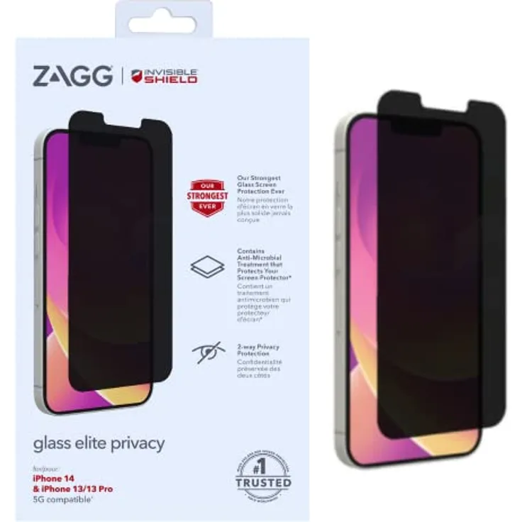 ZAGG Glass+ Elite Datenschutz - Maximaler Schutz mit Blickschutzfilter - für iPhone 13 and iPhone Pro - Abdeckung: Standard-Bildschirm - Preisvergleich
