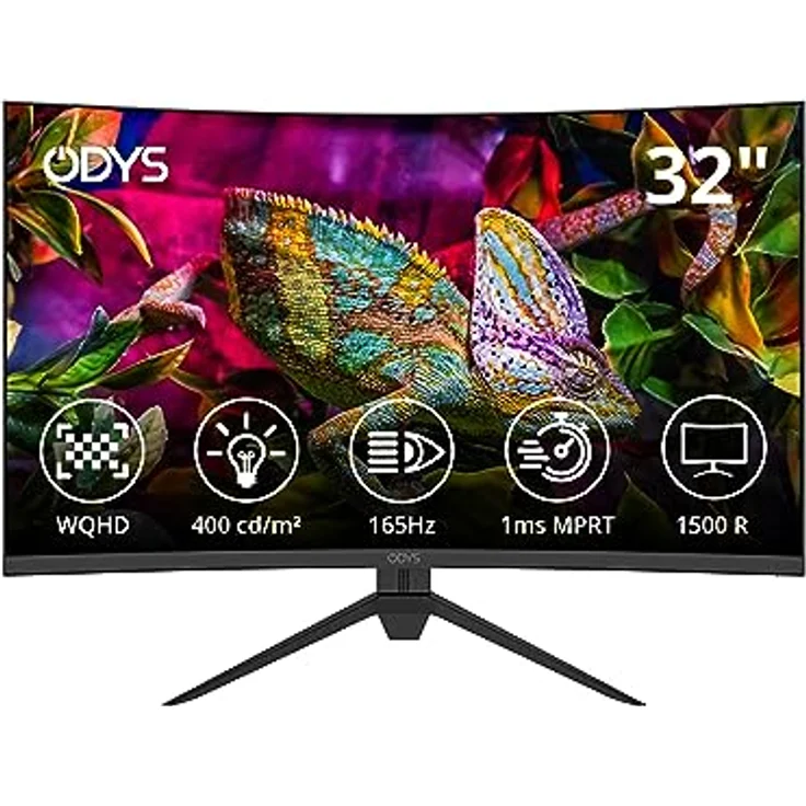 Odys XP32 PRO 80cm (32") WQHD Curved Gaming Monitor mit 165 Hz und AMD Free Sync, schwarz – Bild 1