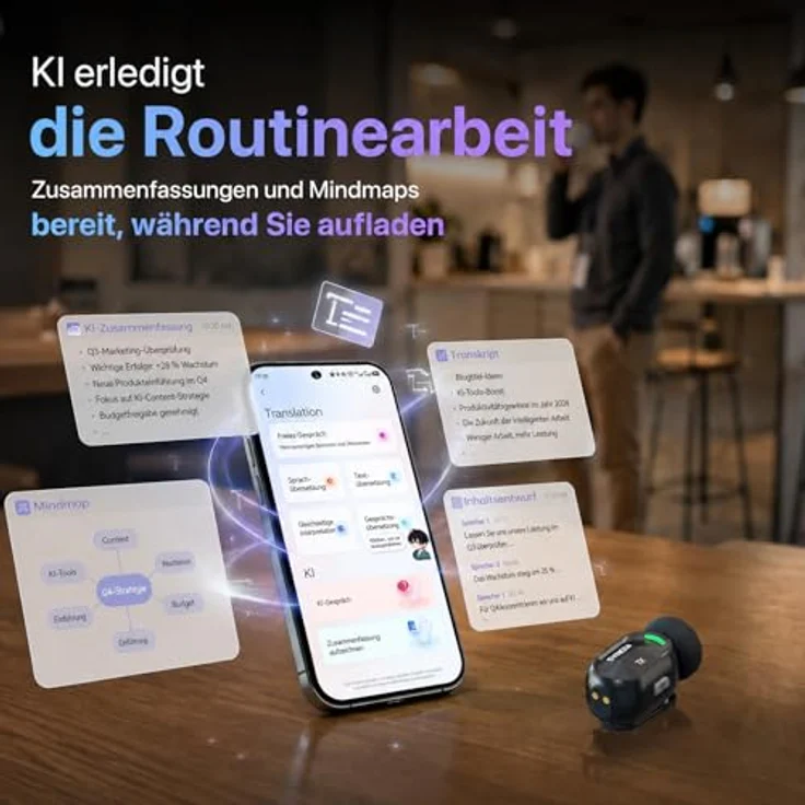 SYNCO SMICT KI Funkmikrofon für Android, Kabelloses Lavalier Mikrofon mit Echtzeit Übersetzung, AI App, Geräuschunterdrückung, USB-C, 2 Sender für Vlog und Streaming – Bild 3