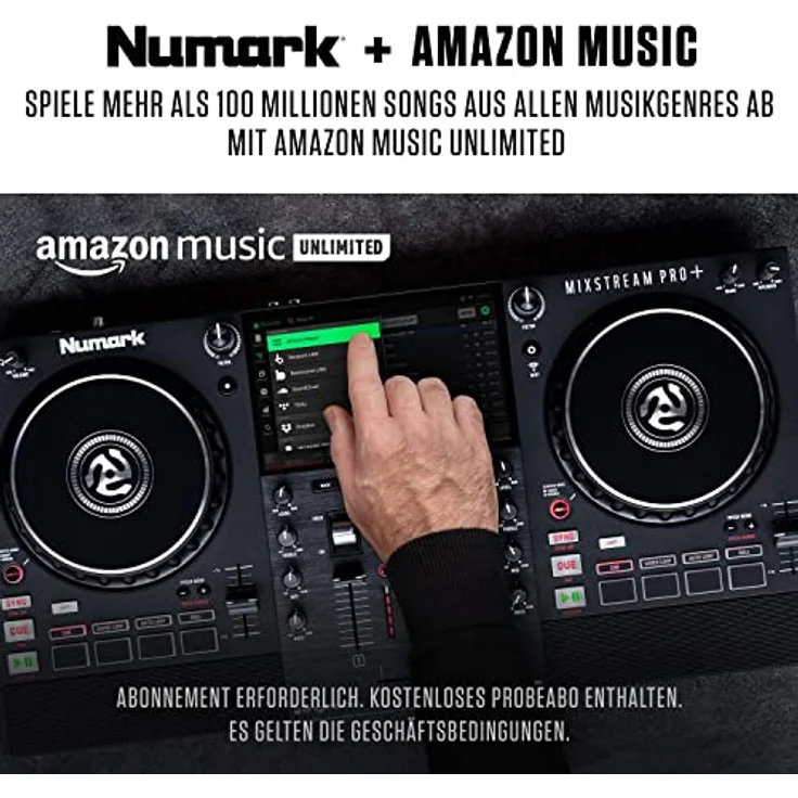 Numark Mixstream Pro+ Standalone DJ Controller, Amazon Music Unlimited Streaming, DJ Mischer, Touchscreen, WLAN, Lautsprecher, kompatibel mit Serato & Virtual DJ – Bild 2
