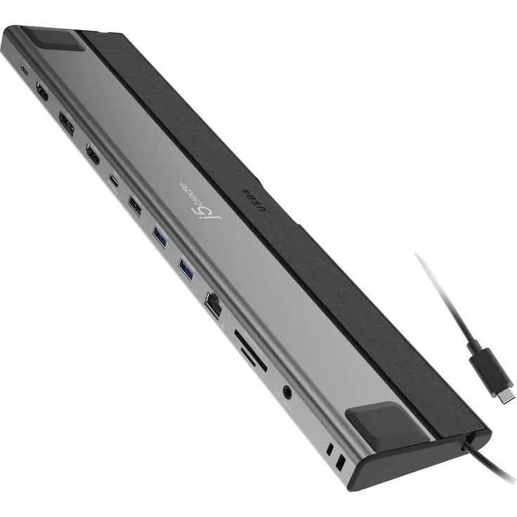 j5create Usb4 Triple 4K Display Dockingstation, kompatibel mit Thunderbolt 4, 40 Gbps, 3x 4K Monitore, 3x USB 3.2, USB-C Power Delivery bis 85W