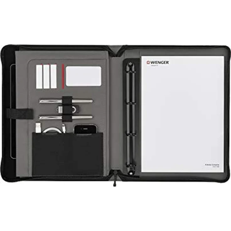 Wenger Venture Zippered Presentation Padfolio 10", Black Tabletschutzhülle mit Dokumenteneinsatz und A4-Notizblock – Bild 4