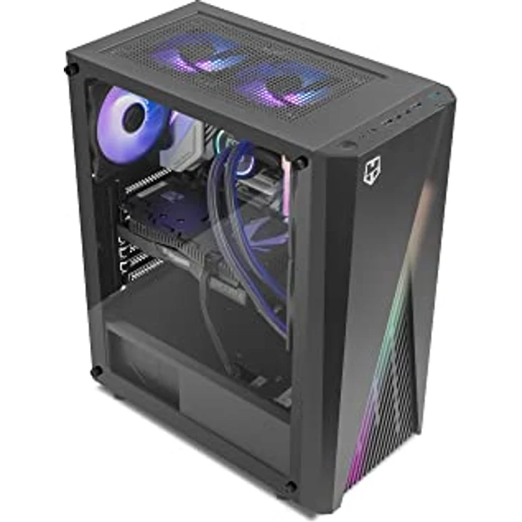 NOX HUMMER FROST -NXHUMMERFROST- Micro Tower micro ATX;ATX, bis zu 6 Lüfter 160mm, Gaming Design, ARGB Regenbogen LED Streifen, gehärtetes Glasfenster, großformatige Grafik, USB 3.0, Schwarz – Bild 5