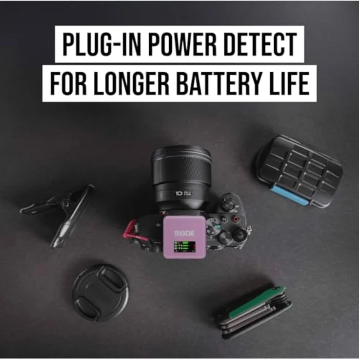 RØDE Wireless GO (Gen 3) – Kompakter kabelloser Mikrofon mit 32-Bit Float Aufnahme, automatischer Pegelregelung und universeller Kompatibilität für Telefone, Kameras und Computer in Flieder – Bild 8