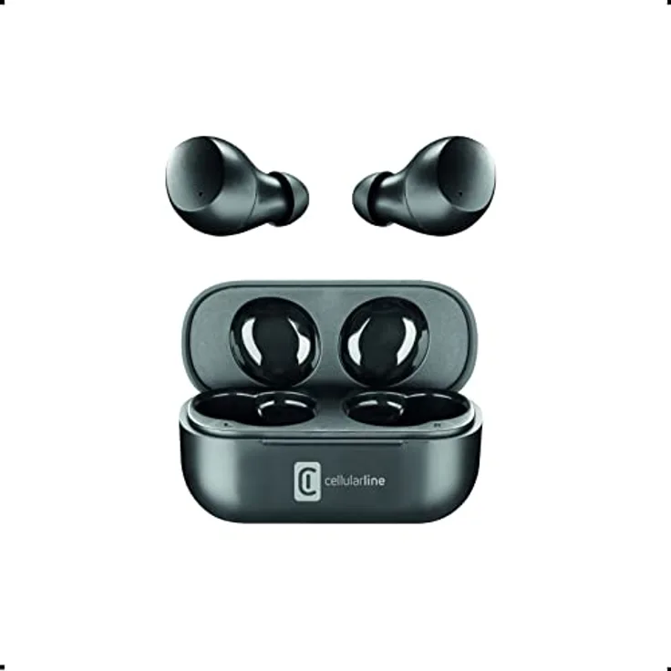 cellularline | Wink | Bluetooth 5.0 HiFi - Stereo-Kopfhörer mit Ladekoffer - Gesamtautonomie von 25 Stunden - Lade 2 Stunden - Bin 10 mt - Schwarz