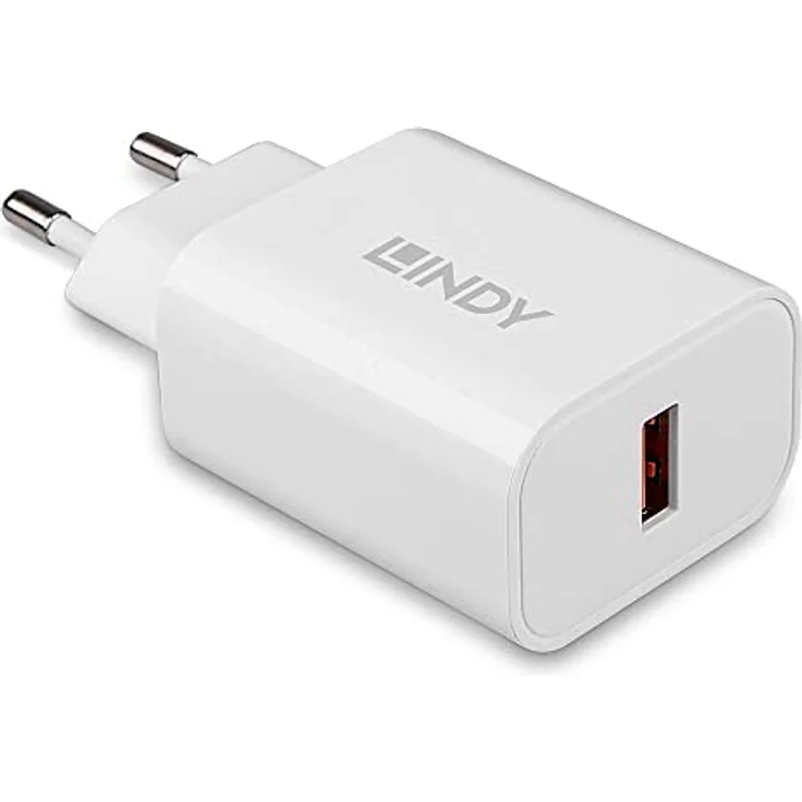 LINDY 73412 USB-Wandladegerät Typ A 18W, Fast Charging, kompaktes Design, weiß – Bild 1