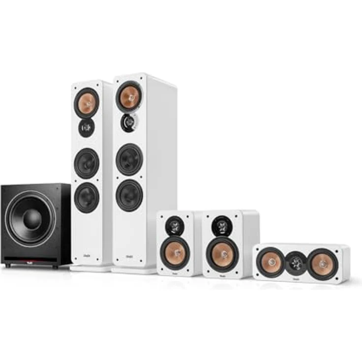 Teufel Ultima 40 Surround Power Edition 5.1-Set, Heimkino Lautsprecher mit riesigem Subwoofer, 3-Wege-System, Bassreflex, optional kabellos, weiß – Bild 1