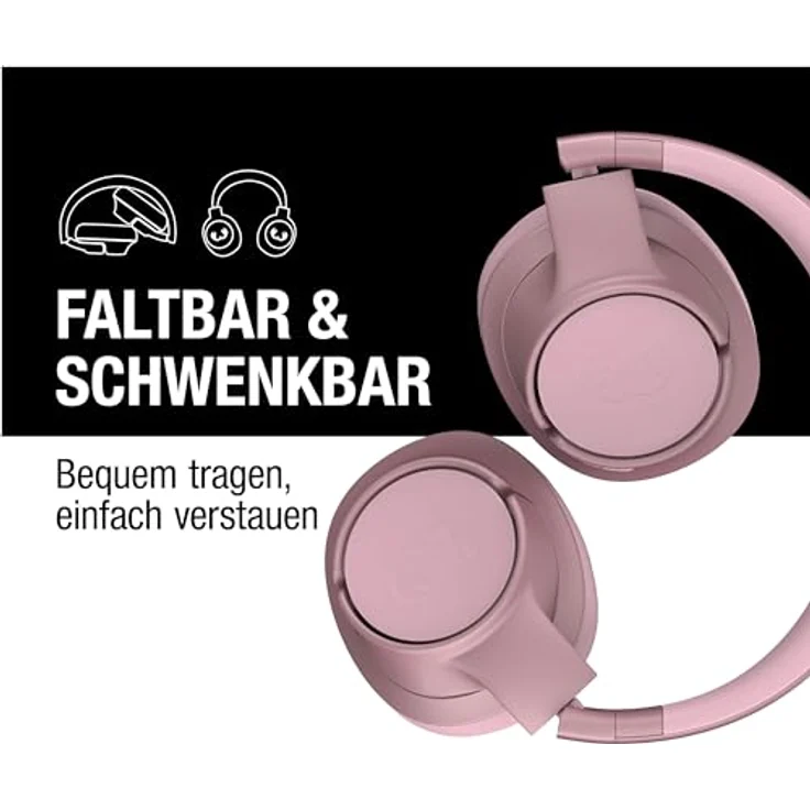 Fresh 'n Rebel Clam Core Bluetooth kopfhörer Over Ear mit ENC-Mikrofon (perfekte Anrufe), Kabellose kopfhörer mit Lautstärkeregler und Tasten für Wiedergabe/Pause, 45h Spielzeit (Rosa) – Bild 3
