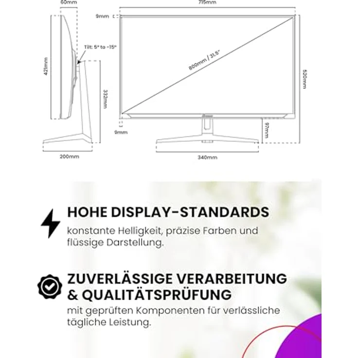 Arozzi Nova, 32 Zoll Gaming Monitor mit 180Hz QHD und IPS-Panel, lila – Bild 4
