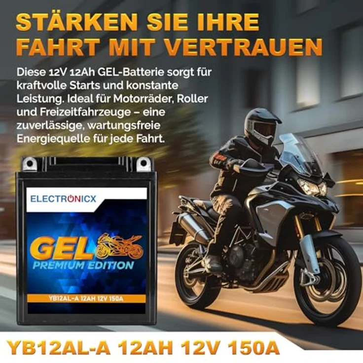 Electronicx Extreme Edition GEL Batterie 12Ah 12V, wartungsfrei, auslaufsicher, vibrationsfest für Motorrad, Roller und Quad – Bild 2