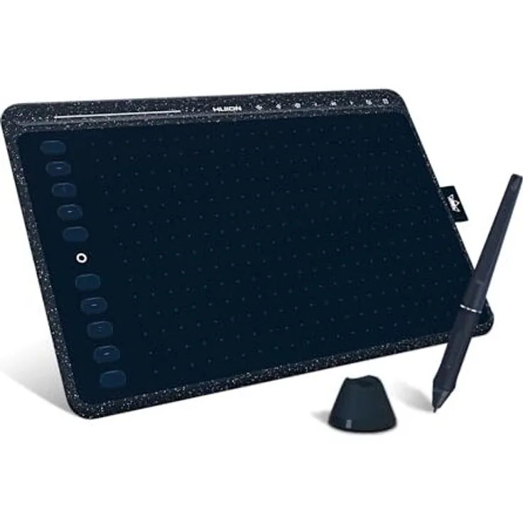 Huion HS611 Grafiktablet mit 8 Multimedia-Tasten, 10 programmierbaren Drucktasten, 10,2 x 6,36 Zoll Arbeitsfläche, kompatibel mit Mac und Android, ideal für digitales Kunstzeichnen