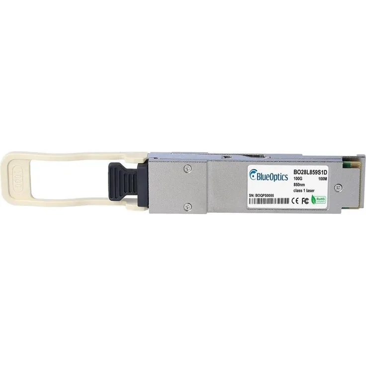 BlueOptics D-Link DEM-Q2801Q-SR4 kompatibler QSFP28 Transceiver, 100 Gbps, bis zu 100 Meter Reichweite, Silber