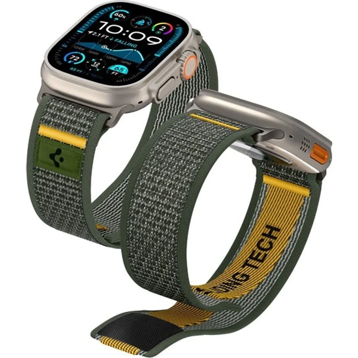 Spigen Athlex Air Strap für Apple Watch 44 / 45 / 46 / 49 mm, atmungsaktives Stoffmaterial, grün – Bild 9