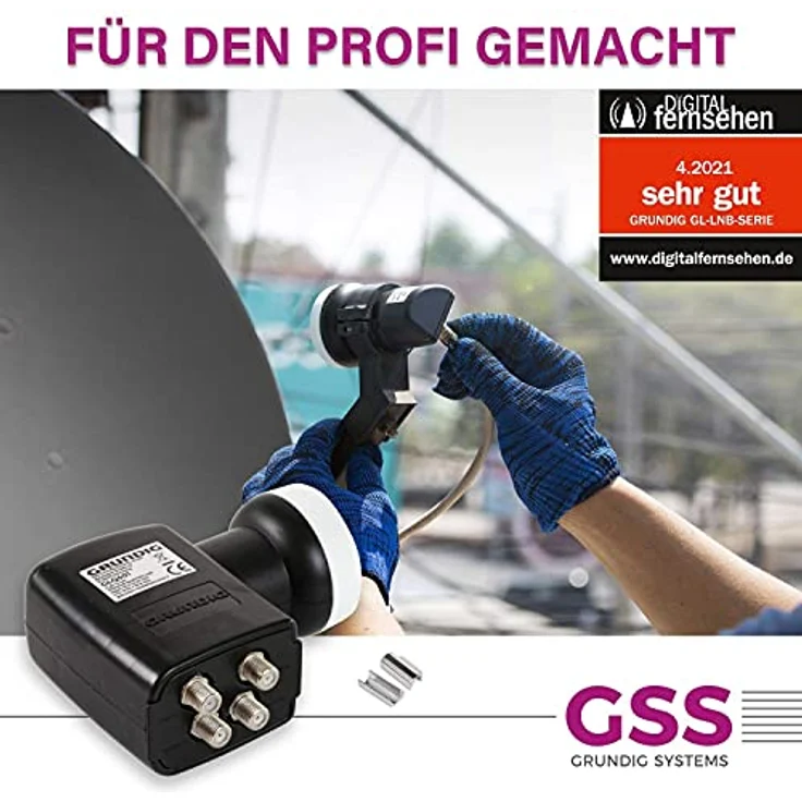 [Test SEHR GUT *] GSS Quattro LNB für Multischalter, Multiswitch geeignet - mit LTE Filter - Sat, Satelliten, Full HD, UHD 4K, 0.1dB, HDTV, Wetterschutzkappe, kälte- & hitzebeständig + Aufdrehhilfe – Bild 2