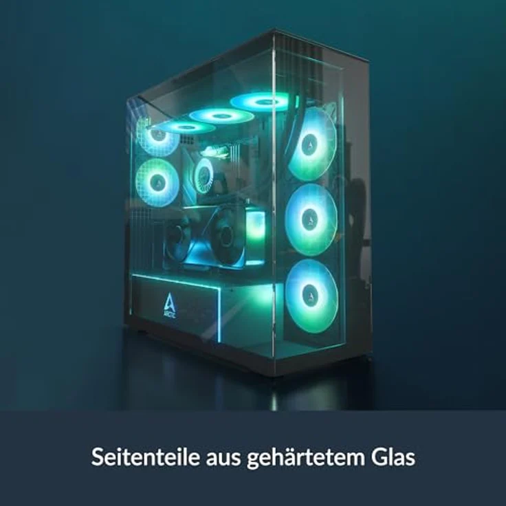 Arctic Xtender VG, E-ATX High-Airflow-Gehäuse mit Tempered Glass und 5 ARGB-Lüftern, schwarz – Bild 9