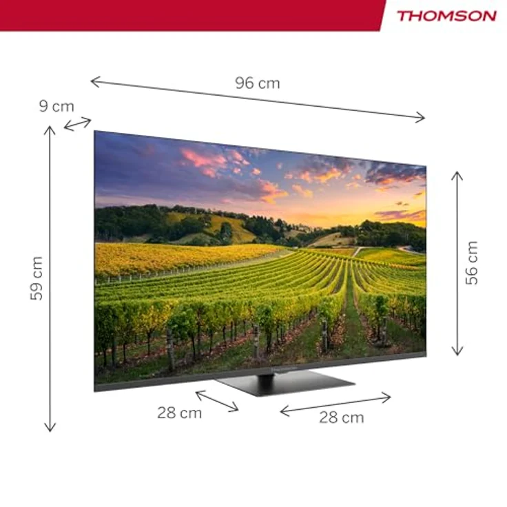 Thomson 43QG5C14, 43 Zoll (109 cm) QLED Smart TV mit Google TV, 4K UHD, Dolby Audio, Bluetooth 5.1, Triple-Tuner, schwenkbarer Standfuß – Bild 2