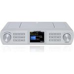 Blaupunkt KRD 100, Bluetooth Küchenradio mit DAB+, Unterbau Radio, DAB Plus, UKW, Multidisplay, Digitalradio mit Uhr, LED Licht, 2 Back Timer, Werkstatt Unterschrank Radio, Silber