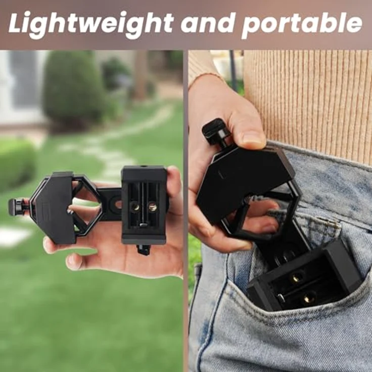 Gosky Universal-Handy-Adapterhalterung – kompatibles Fernglas Monokular Spektiv Teleskop Mikroskop, schwarz – Bild 6