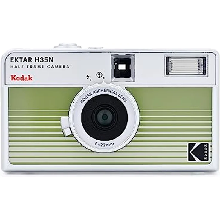 KODAK EKTAR H35N Halbformat-Filmkamera, 35 mm, wiederverwendbar, Bulb-Funktion, Sternfilter, beschichtetes Objektiv, grün gestreift – Bild 1