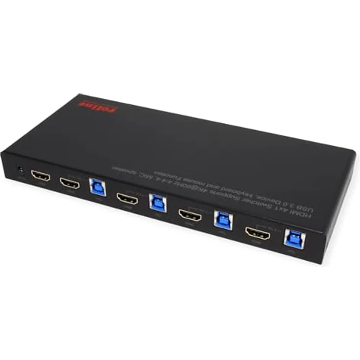ROLINE KVM Switch, 4-Port HDMI 4K, USB, 1 User für 4 PCs, mit 3-Port USB-Hub und rutschfesten Gummifüßen – Bild 2