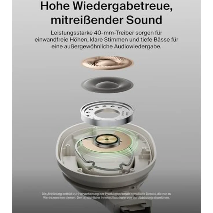 Belkin SoundForm Surround Kopfhörer Kabellos Bluetooth, Over-Ear Environmental Noise Cancelling Kopfhörer, 60 Std. Betrieb, weiche Hörmuscheln für iPhone, Galaxy, iPad – Sandfarben – Bild 4