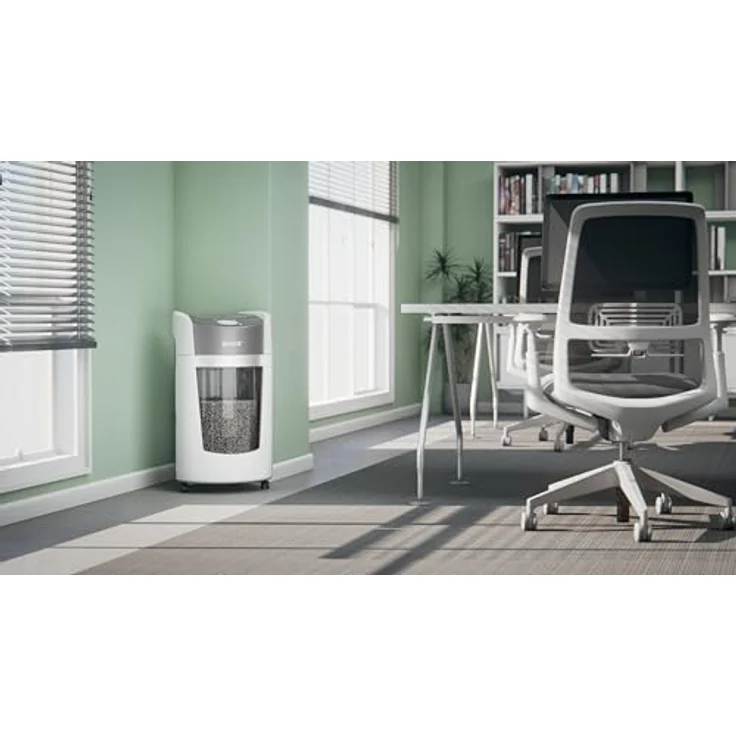 Leitz IQ OptiMax Office P5 Aktenvernichter mit Mikroschnitt, extrem leise, 35 Liter Behälter, Weiß – Bild 2
