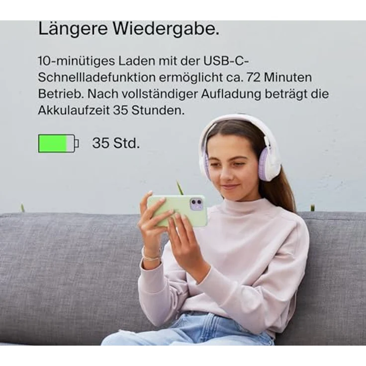 Belkin SoundForm Inspire kabelloser Over-Ear-Kopfhörer für Kinder, On-Ear-Kopfhörer für Mädchen und Jungen, Online-Unterricht, Reisen, integriertes Mikrofon – kompatibel mit iPhone, iPad, Galaxy usw. – Bild 2