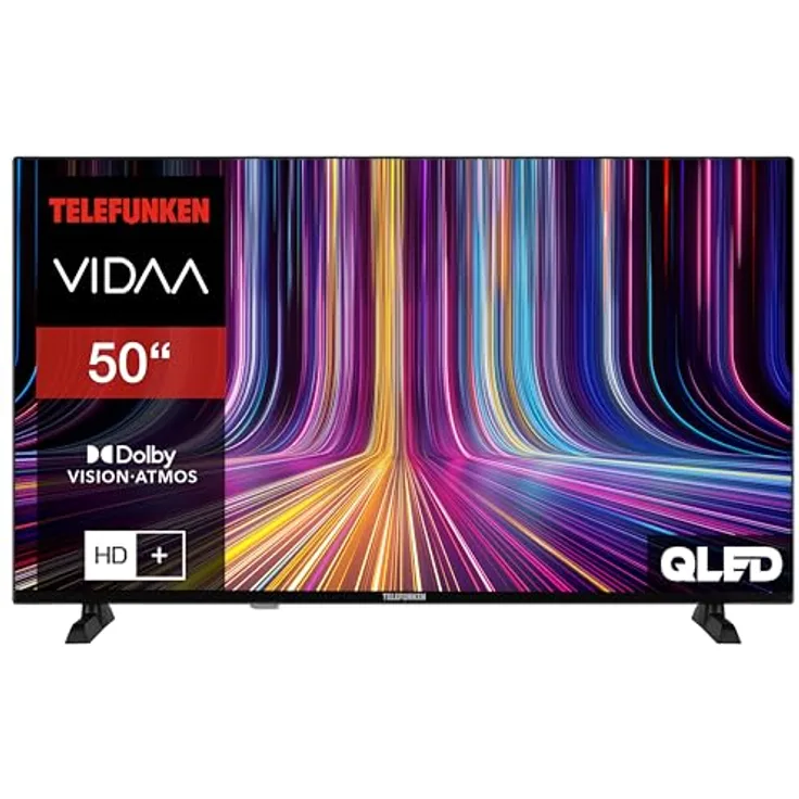 Telefunken QLED Fernseher VIDAA QU50VP750S, 50 Zoll 4K UHD Smart TV mit Dolby Vision, Dolby Atmos, Triple-Tuner, LED TV schwarz, 6 Monate HD+ inkl.