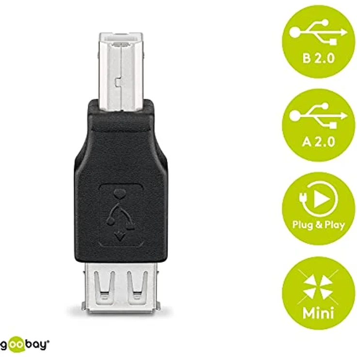Wentronic Goobay USB 2.0 Hi-Speed Adapter, USB 2.0-Buchse (Typ A) - USB 2.0-Buchse (Typ A) > USB 2.0-Stecker (Typ B) (50291) – Bild 3