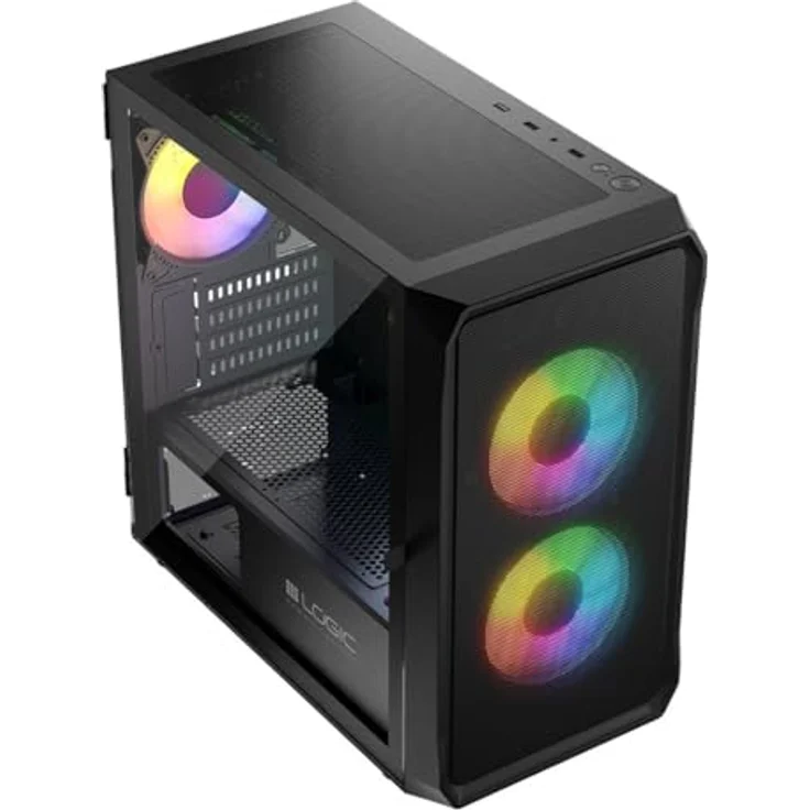 LOGIC PORTOS ARGB MINI USB-3.0-Gehäuse, schwarz, mit gehärtetem Glas-Seitenfenster, max. Grafikkartenlänge 34 cm, für ATX/Micro ATX/Mini-ATX – Bild 9