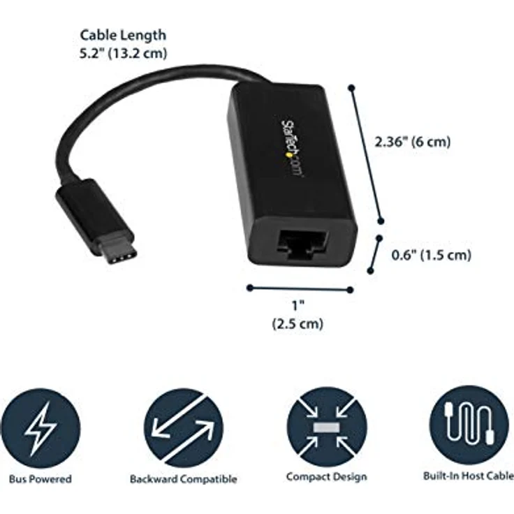 StarTech.com USB-C auf Gigabit Netzwerkadapter, USB 3.1 Gen 1 (5 Gbit-s), Type-C Ethernet Adapter USB Powered – Bild 5