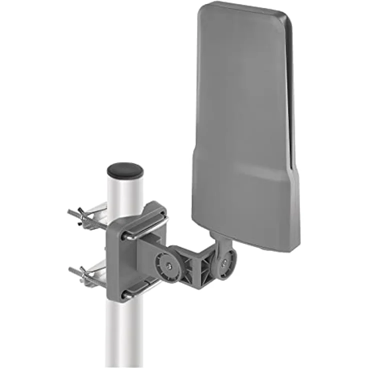 EMOS J0804 Außenantenne mit Verstärker, VHF/UHF/DAB, 80 km Reichweite, integrierter LTE- und 5G-Filter, Full HD, inkl. 8,5 m Koaxialkabel und Zubehör – Bild 1