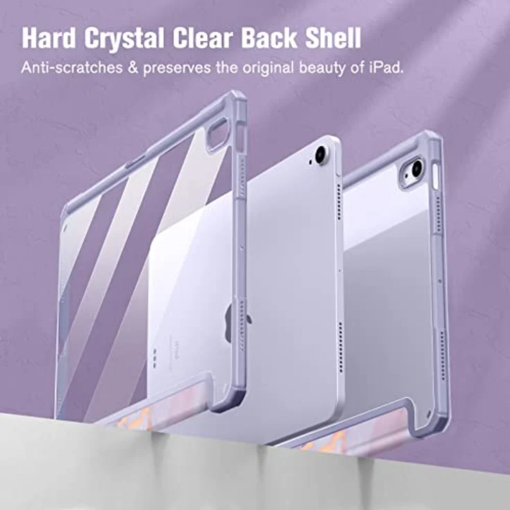 FINTIE Hybrid Hülle für iPad Air 11 Zoll M4/M3/M2 (2026/2025/2024), iPad Air 5./4. Gen (2022/2020), stoßfeste Schutzhülle mit Stifthalter, transparente Hartschale, Lila Marmor – Bild 5