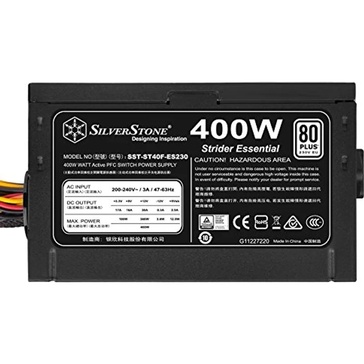 SilverStone SST-ST40F-ES230 - Strider Essential Serie, 400W 80 Plus 230V EU ATX flüsterleises PC-Netzteil mit 120 mm-Lüfter – Bild 4