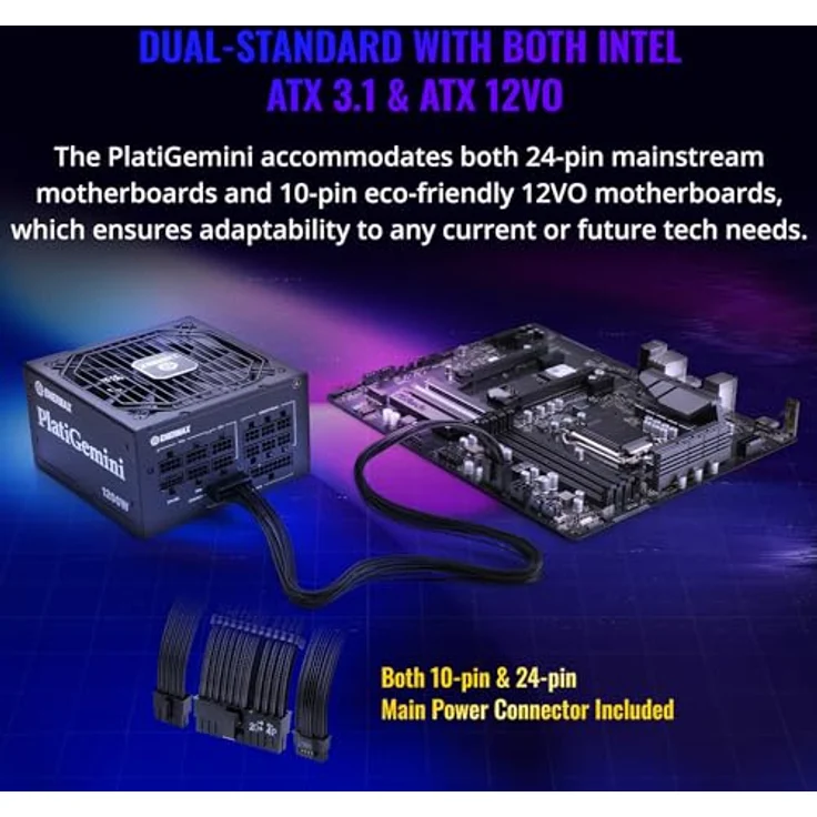 ENERMAX PlatiGemini ATX 3.1 & ATX12VO Hybrid-Netzteil 1200W 80PLUS Platinum (Vollmodulares, 12V-2x6, 60% Semi-Fanless) inkl. WireView GPU; EGN1200P – Bild 5