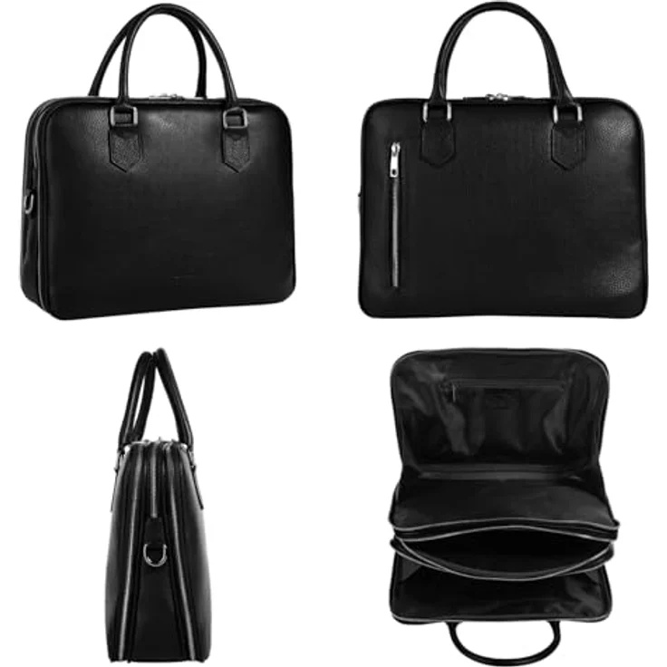 Cluty Aktentasche aus 100% Rindleder, Made in Italy, 28x35x13 cm, mit abnehmbaren Schultergurt und durchdachter Fächeraufteilung – Bild 2